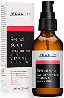 Retinol Serum 2.5% with Hyaluronic Acid, Aloe Vera, Vitamin E - Boost Collagen Production, Reduce Wrinkles, Fine Lines, Even Skin Tone, Age Spots, Sun Spots - 1 fl oz - Yeouth  (2oz)