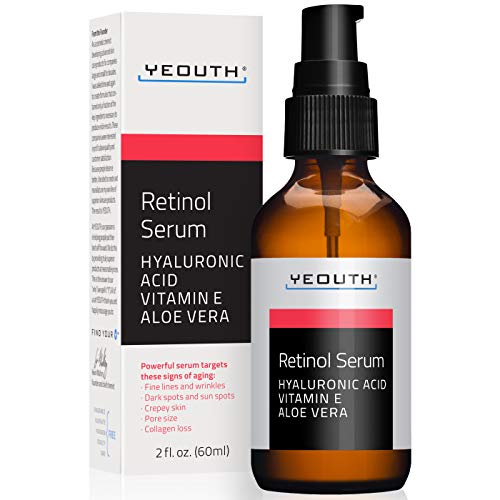 Retinol Serum 2.5% with Hyaluronic Acid, Aloe Vera, Vitamin E - Boost Collagen Production, Reduce Wrinkles, Fine Lines, Even Skin Tone, Age Spots, Sun Spots - 1 fl oz - Yeouth  (2oz)