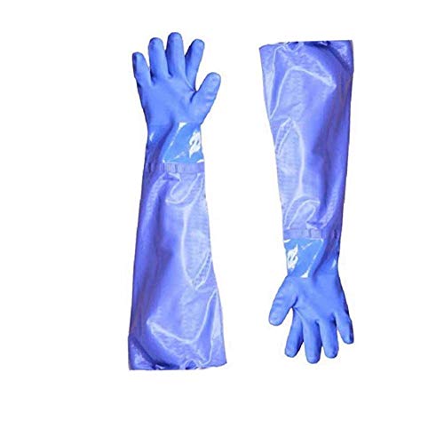 Waterproof Industrial Thickening PVC Gloves, Rubber Oil Resistant And Antiskid glovesGardening, Fishing gloves, Long gloves,large