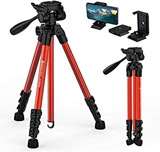 GEEKOTO Travel Camera Tripod Lightweight 55Protable for DSLR Cameras Canon Nikon Sony with Phone Holder Quick Release Plates for Camera iPhone Ipad,Suit for Video Recording Shooting