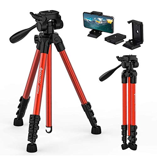 GEEKOTO Travel Camera Tripod Lightweight 55Protable for DSLR Cameras Canon Nikon Sony with Phone Holder Quick Release Plates for Camera iPhone Ipad,Suit for Video Recording Shooting