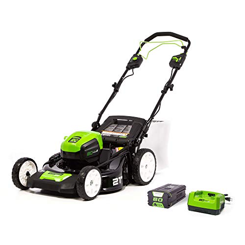 Greenworks MO80L410 Pro 80V 21-Inch Brushless Self-Propelled Lawn Mower 4.0Ah Battery and Charger Included, 4Ah