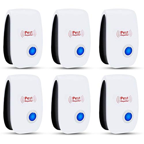 Sumpol Ultrasonic Pest Repeller Pack of 6, Pest Control Ultrasonic Repellent Electronic Insects Rodents Repellent for Mosquito, Mouse, Cockroaches,Rats,Bug, Spider, Ant, Flies