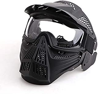 Anyoupin Paintball Mask, Airsoft Mask Full Face with Goggles Impact Resistant for Airsoft BB Hunting CS Game Paintball and Other Outdoor Activities Black-Clear-Lens