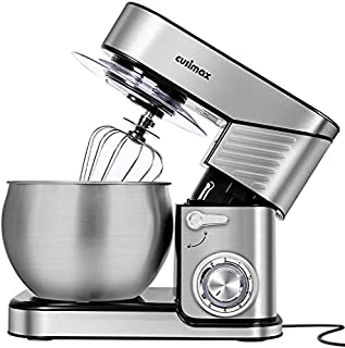 Stand Mixer, CUSIMAX 6.5-QT Stainless Steel Mixer 6-Speeds Tilt-Head Dough Mixers for Baking with Dough Hook, Wire Whisk & Flat Beater, Splash Guard for Home Cooking kitchen Mixer, Silver