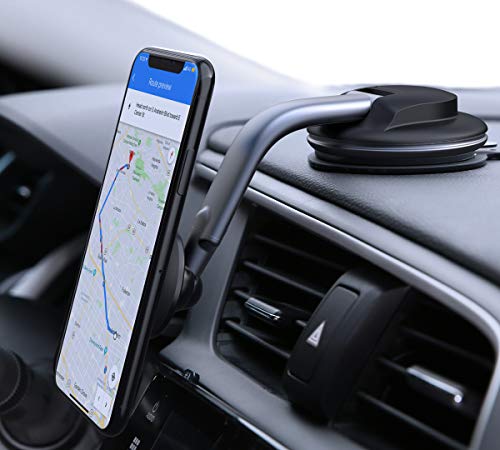 AUKEY Car Phone Mount 360 Degree Rotation Dashboard Windshield [Strong Magnetic] Cell Phone Holder for Car Compatible with iPhone 11 Pro/11/XS Max/XS/8/7 and More