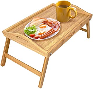 Greenco Foldable Bamboo Breakfast Table Serving Tray, Labtop Desk, Bed Table