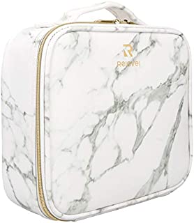 Relavel Marble Makeup Bag Makeup Organizer Bag Travel Train Case Portable Cosmetic Artist Storage Bag with Adjustable Dividers for Cosmetics Makeup Brushes (Marble Pattern)