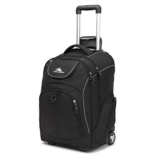 High Sierra Powerglide Wheeled Laptop Backpack, Black, Black, 21 x 14 x 9-Inch