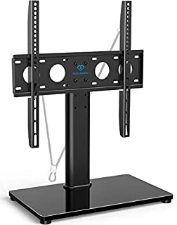 Universal TV Stand - Table Top TV Stand for 32-47 Inch LCD LED TVs - Height Adjustable TV Base Stand with Tempered Glass Base & Wire Management & Security Wire, Holds Up to 88lbs, VESA 400x400mm