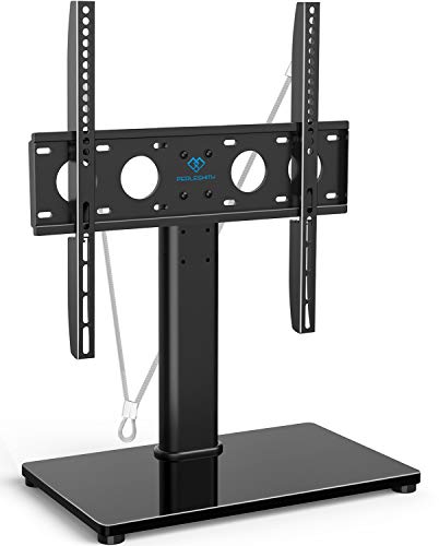 Universal TV Stand - Table Top TV Stand for 32-47 Inch LCD LED TVs - Height Adjustable TV Base Stand with Tempered Glass Base & Wire Management & Security Wire, Holds Up to 88lbs, VESA 400x400mm