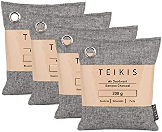 TeiKis 4 Pack Activated Bamboo Charcoal Air Freshening Bags - Natural, Fresh, Organic Air Filter, Freshener & Purifier - Home & Car Odor Absorber Eliminator Deodorizer - 200g