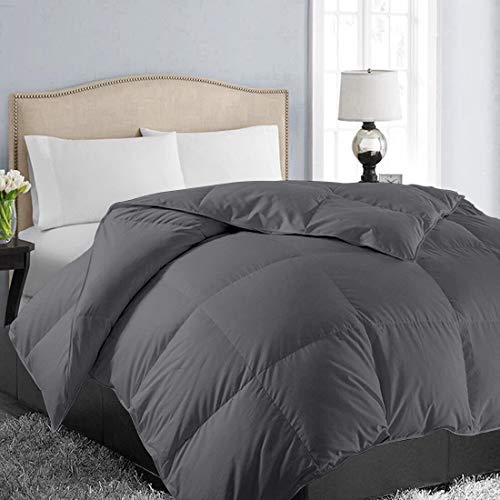 EASELAND All Season California King Soft Quilted Down Alternative Comforter Hotel Collection Reversible Duvet Insert with Corner Tabs,Winter Warm Fluffy Hypoallergenic,Dark Grey,96 by 104 Inches