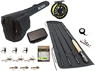 Wild Water Fly Fishing 9 Foot, 4-Piece, 5/6 Weight Fly Rod Complete Fly Fishing Rod and Reel Combo Starter Package