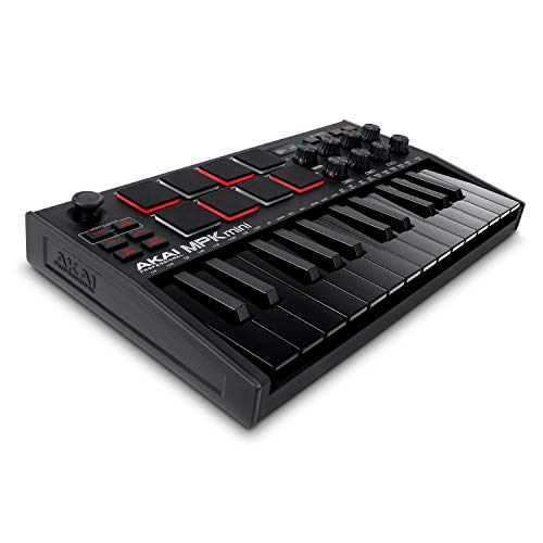 AKAI Professional MPK Mini MK3 - 25 Key USB MIDI Keyboard Controller With 8 Backlit Drum Pads, 8 Knobs and Music Production Software Included (Black)