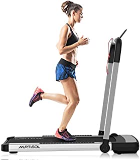 Murtisol 2 in 1 Folding Treadmill, 2.25HP Under Desk Electric Treadmill, Installation-Free with APP, Remote Control and LED Display, Portable Walking Machine for Home, Office & Gym (Sliver)