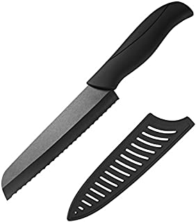 Best Ceramic Bread Knife - Serrated Ceramic Knife Blade Never Needs Sharpening - 6