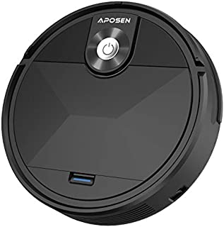 Robot Vacuum Cleaner, APOSEN Robotic Vacuum Tangle-Free Suction, Smart Automatic Self-Charging Vacuum Robot, Ultra Quiet and Silm, Ideal for Pet Hair, Hard Floors and Low-Pile Carpets