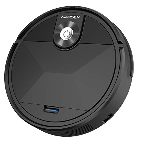 Robot Vacuum Cleaner, APOSEN Robotic Vacuum Tangle-Free Suction, Smart Automatic Self-Charging Vacuum Robot, Ultra Quiet and Silm, Ideal for Pet Hair, Hard Floors and Low-Pile Carpets