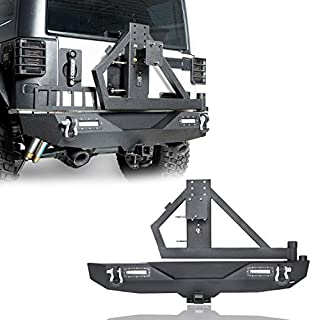 Hooke Road Wrangler JK Rear Bumper with Spare Tire Carrier and 2