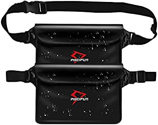 Piscifun Waterproof Pouch with Waist Strap, IPX8 Certified Waterproof Waist Bag, Safety to Keep Your Phone and Valuables - Great as a Waterproof Phone Case or Waterproof Wallet Jet Black