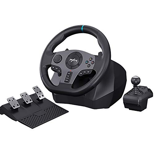 PXN V9 PC Driving Wheel, 900 Degree Vibration Racing Steering Wheel Set with Clutch and Shifter for PC, PS3, PS4, Xbox one/Xbox Series S&X, Switch