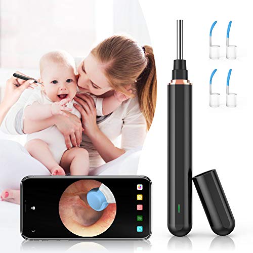 Ear Wax Removal Tool Ear Endoscope Cleaner with Camera, 1296P FHD Earwax Removal Camera Kit with 6 LED Lights, 3.9mm Visual Ear Camera and Wax Remover for iPhone, iPad & Android Smart Phones