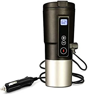 Smart Temperature Control Travel Coffee Mug OBALY Electric heated Travel Mug 12V Stainless Steel Tumbler Smart Heating Car Cup Keep Milk Warm LCD display Easily Washing Safe for use (Black)