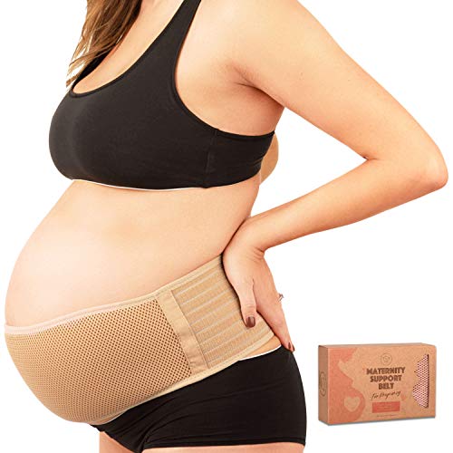 Maternity Belly Band for Pregnancy - Soft & Breathable Pregnancy Belly Support Belt - Pelvic Support Bands - Tummy Bandit Sling for Pants - Pregnancy Back Brace (Classic Ivory, One Size)