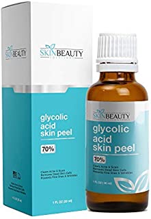 GLYCOLIC Acid Peel 70% Skin Chemical Peel - Unbuffered - Alpha Hydroxy (AHA) For Acne, Oily Skin, Wrinkles, Blackheads, Large Pores,Dull Skin (1oz/30ml)