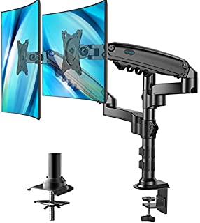 Dual Monitor Stand - Height Adjustable Gas Spring Double Arm Monitor Mount Desk Stand Fit Two 17 to 32 inch Screens with Clamp, Grommet Mounting Base, Each Arm Hold up to 19.8lbs