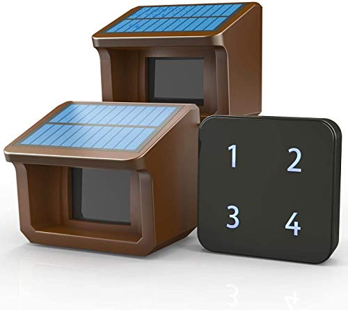 Driveway Alarm- 1/2Mile Solar Driveway Alarm System- 3 Adjustable Sensitivities-Fully Weatherproof Outdoor Motion Sensor&Detector DIY Security Alert System-1 Receiver and 2 Sensors KIT