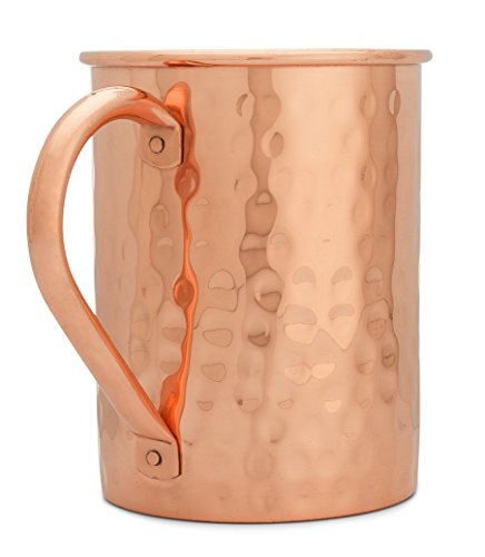 100% Pure Copper Moscow Mule Mug (16 oz Hammered) Premium Handcrafted Quality with No Inside Liner Plus Bonus Ebook