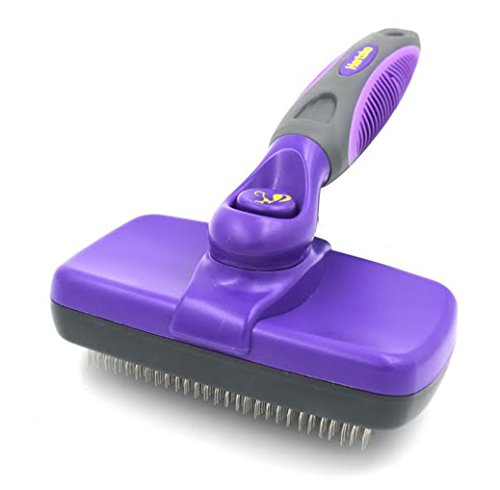 Hertzko Self Cleaning Slicker Brush  Gently Removes Loose Undercoat, Mats and Tangled Hair  Your Dog or Cat Will Love Being Brushed with The Grooming Brush