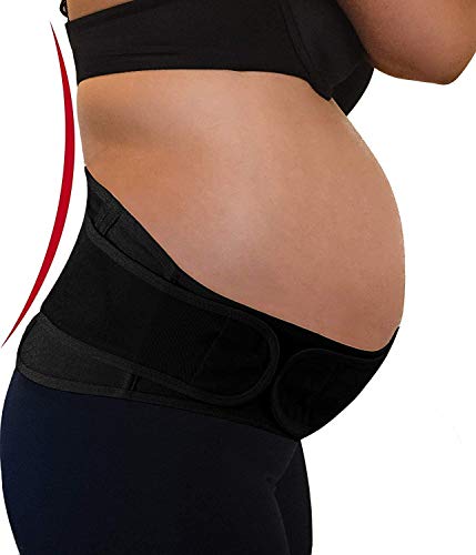Maternity Belt Support for Back, Pelvic, Hip, Abdomen, Sciatica Pain Relief 2nd-3rd Trimester | Adjustable Belly Band for Pregnancy Brace - Comfortable Girdle for Running, Walking, Sitting (BLACK)