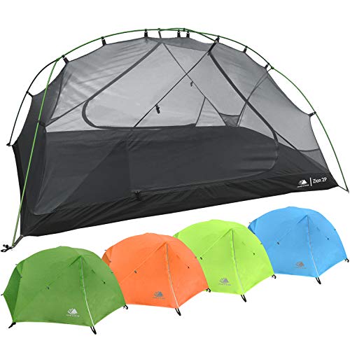 2 Person Backpacking Tent with Footprint - Lightweight Zion Two Man 3 Season Ultralight, Waterproof, Ultra Compact 2p Freestanding Backpack Tents for Camping and Hiking by Hyke & Byke (Forest Green)