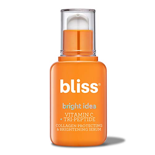 Bliss Bright Idea Vitamin C & Tri-Peptide Collagen Face Serum, Protects & Brightens Skin, Dimishes Dark Spots & Visibly Firms Skin, Cruelty-Free & Vegan, 1 oz