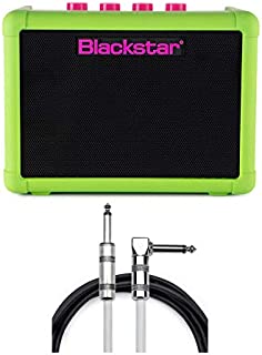 Blackstar FLY3 Neon Green 3-Watt Mini Portable Battery Powered Guitar Amplifier Bundle with Straight-to-Right Angle Guitar Cable (2 Items)