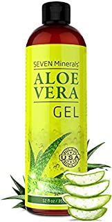 Organic Aloe Vera Gel with 100% Pure Aloe From Freshly Cut Aloe Plant, Not Powder - No Xanthan, So It Absorbs Rapidly With No Sticky Residue - Big 12 oz