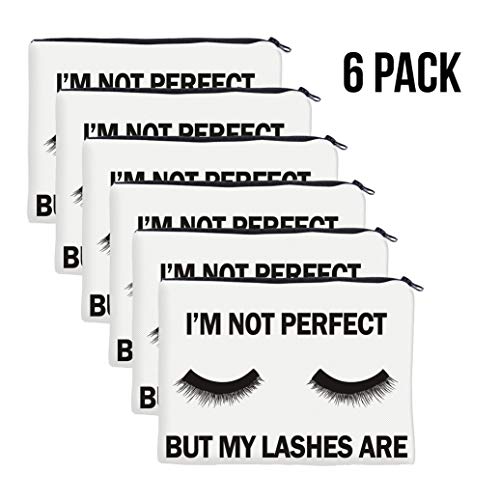 QincLing 6 Pack Eyelashes Makeup Bag - Cosmetic Pouch Bag Make Up Bag Travel Toiletry Case Pencil Case Organizer with Zippered for Travel Toiletry Beauty Pencil Bag (6 Pieces)