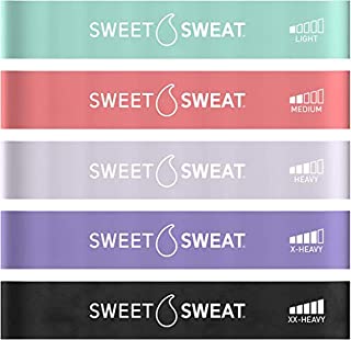 Sweet Sweat Mini Loop Resistance Bands | Hip Booty Bands for Squats & Lunges | Therapy Mini Loop Bands | Includes Free Mesh Carrying Bag