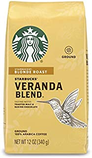 Starbucks Blonde Roast Ground Coffee  Veranda Blend  100% Arabica  1 bag (12 oz.)