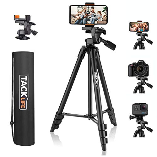 Lightweight Tripod 55-Inch, Aluminum Travel/Camera/Phone Tripod with Carry Bag, Maximum Load Capacity 6.6 LB, 1/4