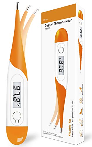 Professional Fast Reading Waterproof Digital Oral Thermometer with Fever Alert, Accurate Reading Digital Basal Body Thermometer for Adults and Baby Kids