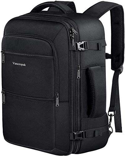 Travel Backpack,40L Expandable Carry On Large Anti Theft College School Backpack,Vancropak Water Resistant Luggage Backpack for travel,Expandable Business Backpack for Men Women, Black