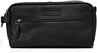 Alpine Swiss Sedona Toiletry Bag Genuine Leather Shaving Kit Dopp Kit Travel Case Black