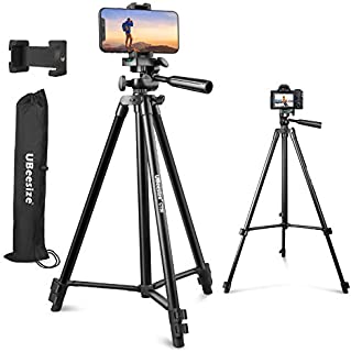 UBeesize 50 Phone Tripod Stand, Aluminum Lightweight Tripod for Camera and Phone, Cell Phone Tripod with Phone Holder and Carry Bag, Compatible with iPhone & Android