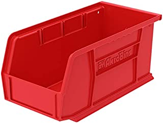 Akro-Mils - 30230RED 30230 AkroBins Plastic Storage Bin Hanging Stacking Containers, (11-Inch x 5-Inch x 5-Inch), Red, (12-Pack)