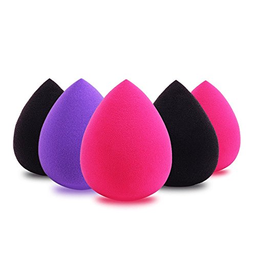 Flexible Makeup Blenders Foundation Essence Beauty Cosmetic Sponges Set for Concealer & Pressed Powder,latex free,Multi-Color,5PACK