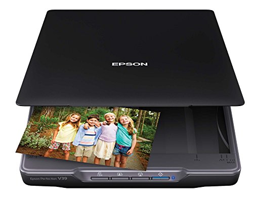 Epson Perfection V39 Color Photo & Document Scanner with Scan-To-Cloud & 4800 Optical Resolution, Black